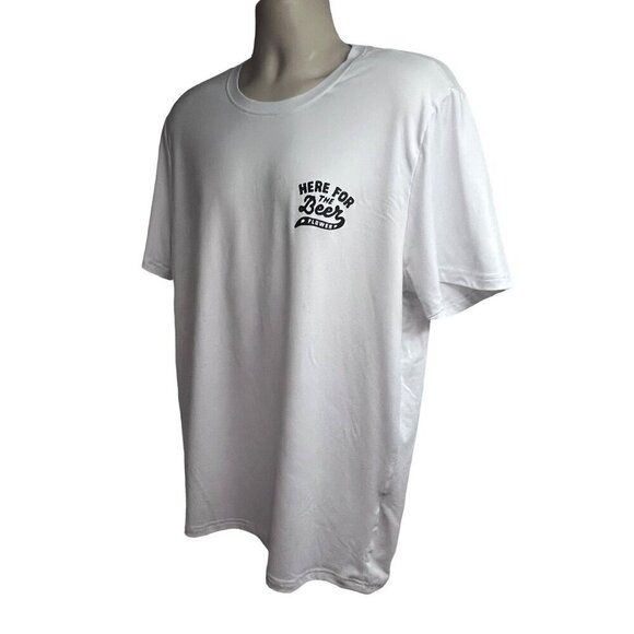 Mens White Black Double Graphic Novelty Funny T-Shirt XL Stretch Relaxed Unisex - Picture 2 of 7